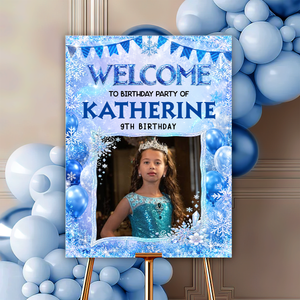 Fairytale Princess Birthday Sign Welcome To The Party - Custom Name & Photo Sign - Birthday Party Welcome Sign