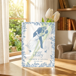 Toile De Jouy Vow Books Clear Acrylic Book Vase for Flowers, Transparent Flower Vase for Home Decor