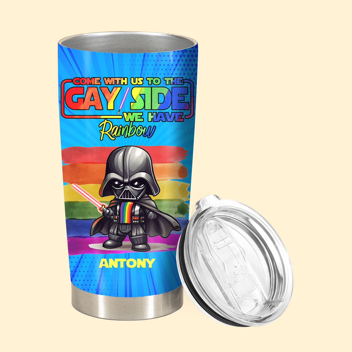 Funny Personalized Tumbler - Come With Us To The Gay Side - Personalized Tumbler for Gay Lesbian Trans Bi - Gift for LGBT Month, Birthday, Anniversary