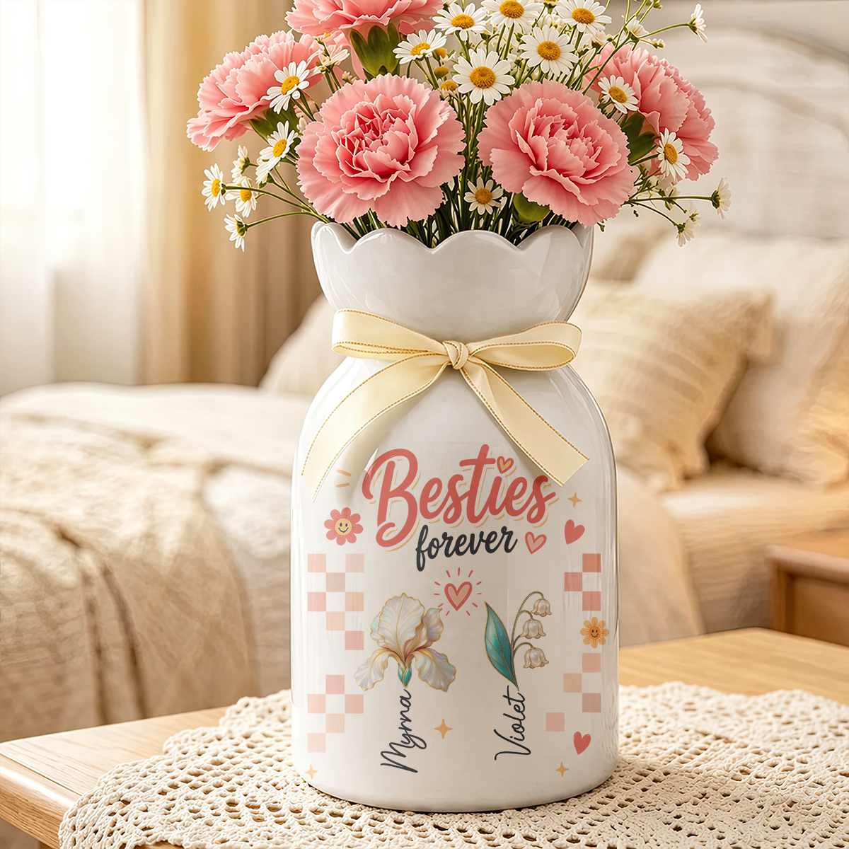 Birth Flowers Sisters From The Same Garden - Personalized Bloom Vase