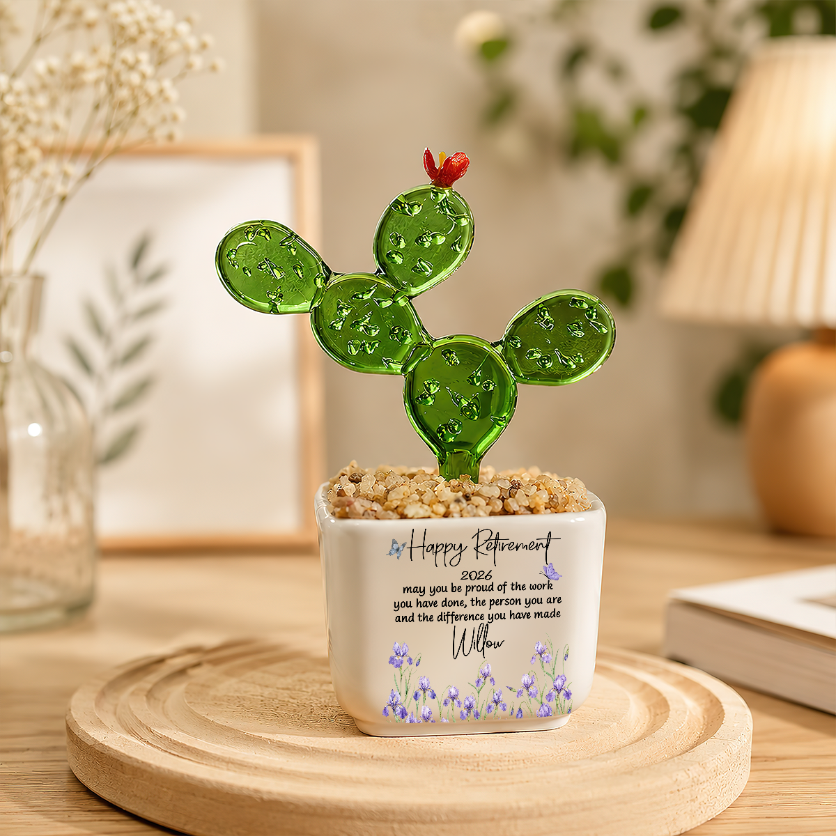 Happy Retirement - Personalized Mini Glass Flower Pot