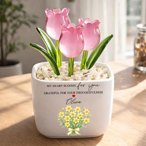 My Heart Bloom For You - Personalized Mini Glass Tulips Pot
