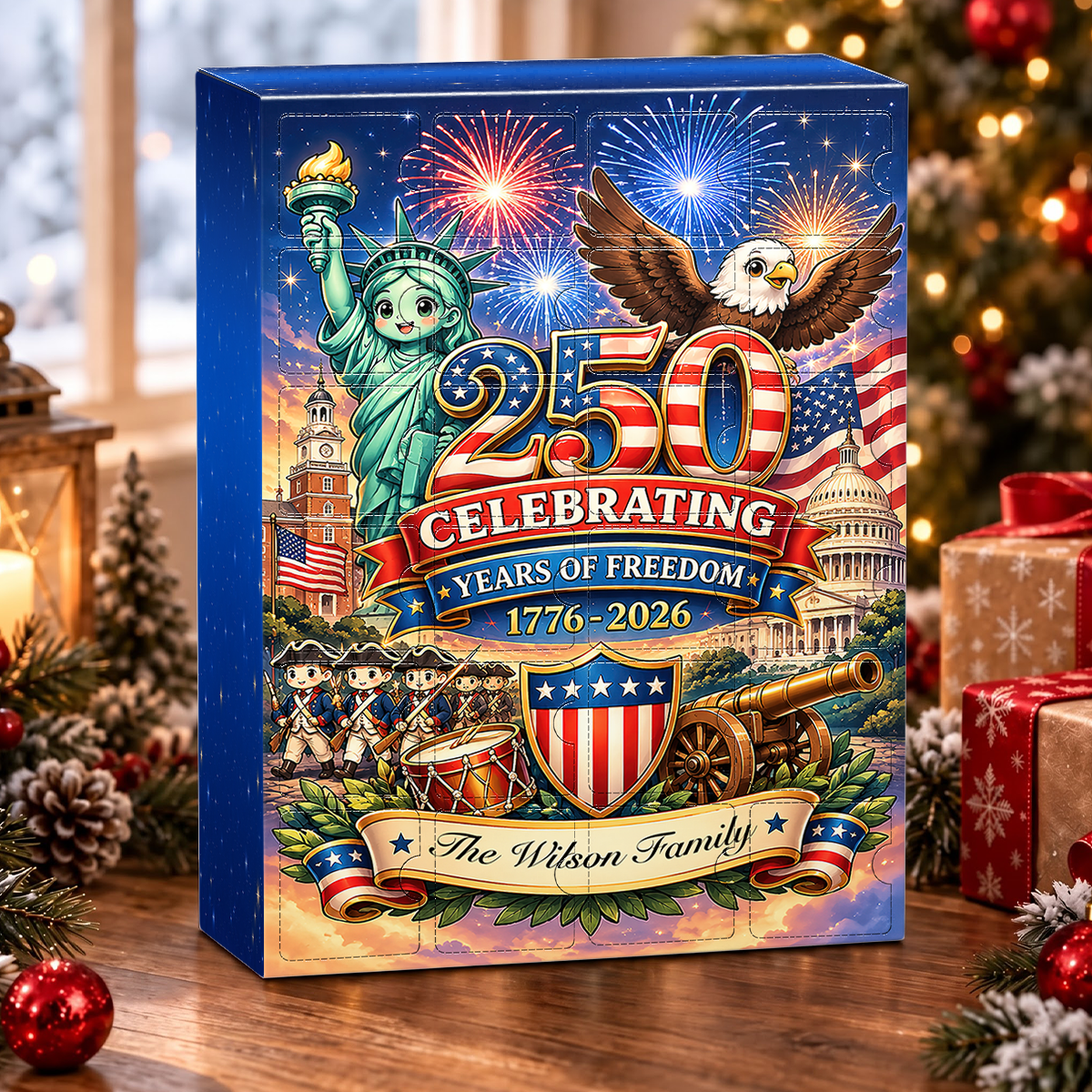 250 USA Chibi Advent Calendar 2026 - 24 Day Spirits Countdown, Acrylic Charms Blind Box - Gift For Family