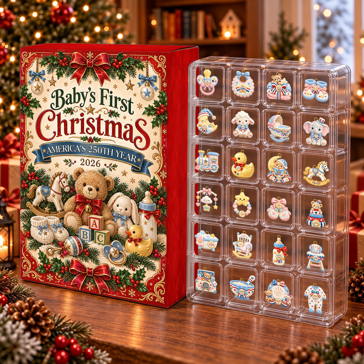 Baby's First Christmas Advent Calendar 2026 - 24 Day Spirits Countdown, Acrylic Charms Blind Box - Gift For Family
