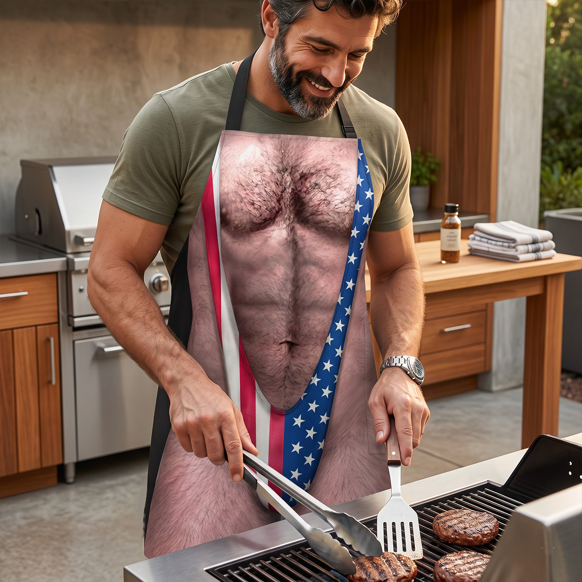 Funny 3D Hairy Body BBQ - Personalized Apron