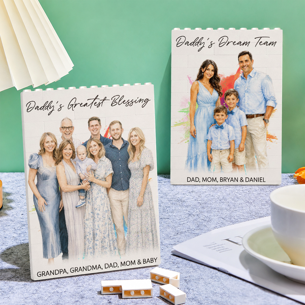 Custom Photo Daddy Dream Team - Personalized Shaped Building Brick Blocks