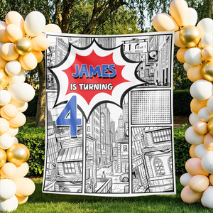 Cartoon Birthday Backdrop - Custom Party Backdrop - Personalized Backdrop Birthday Party