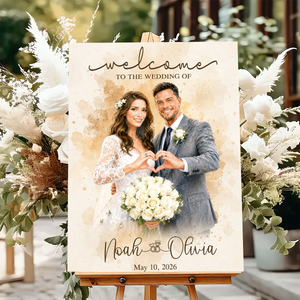 Welcome To The Wedding Of - Custom Name & Photo Sign - Wedding Welcome Sign