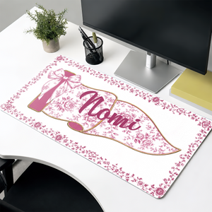 Custom Name Cross - Personalized Leather Desk Mat