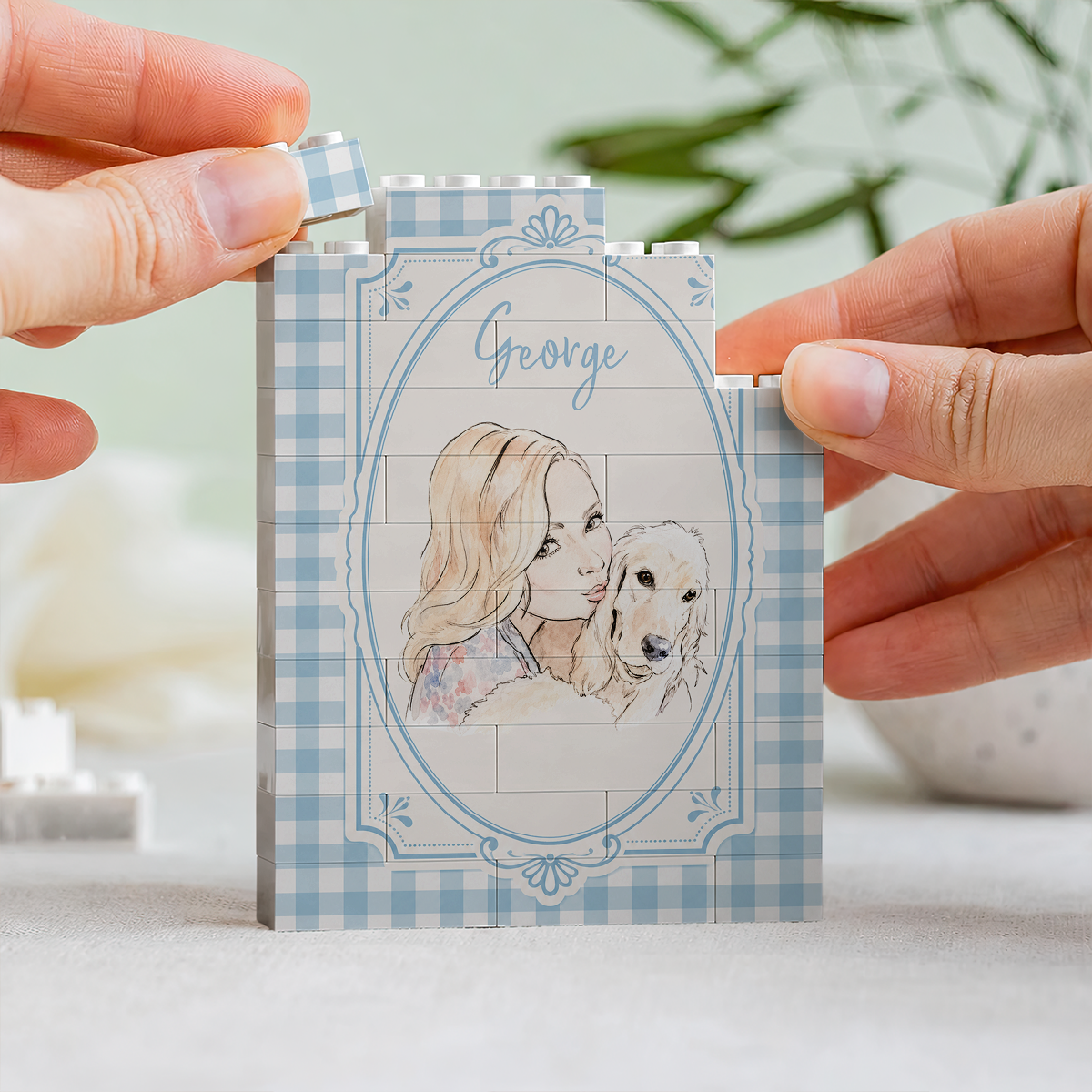 Custom Pet Portrait Watercolor Gift For Dog Lover, Cat Lover - Personalized Brick Block