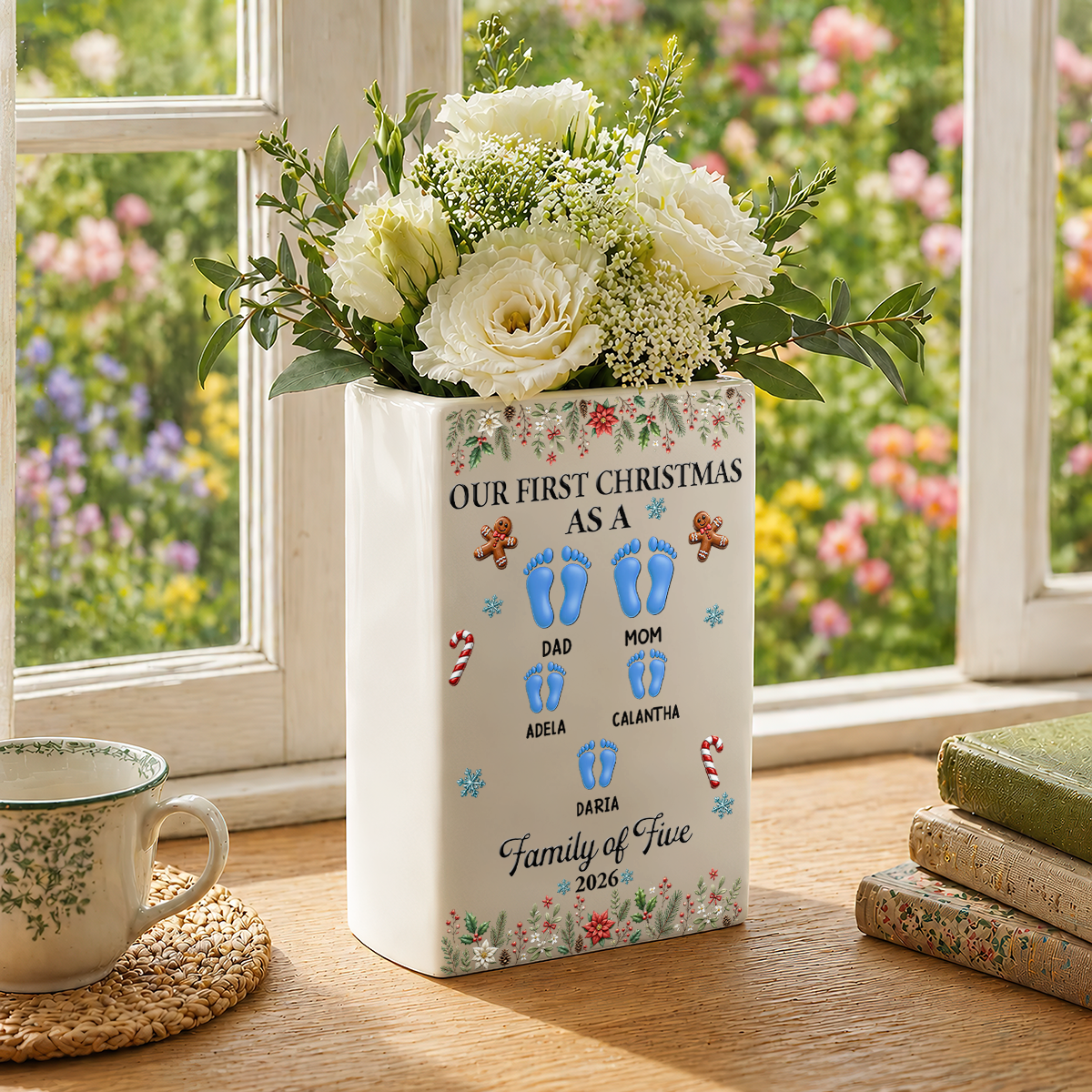 Our First Christmas - Personalized Ceramic Book Vase