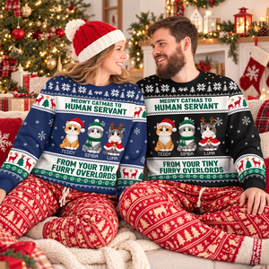 Meowy Catmas To Human Servant - Personalized 3D Sweatshirt - Christmas Gift For Cat Mom, Cat Dad