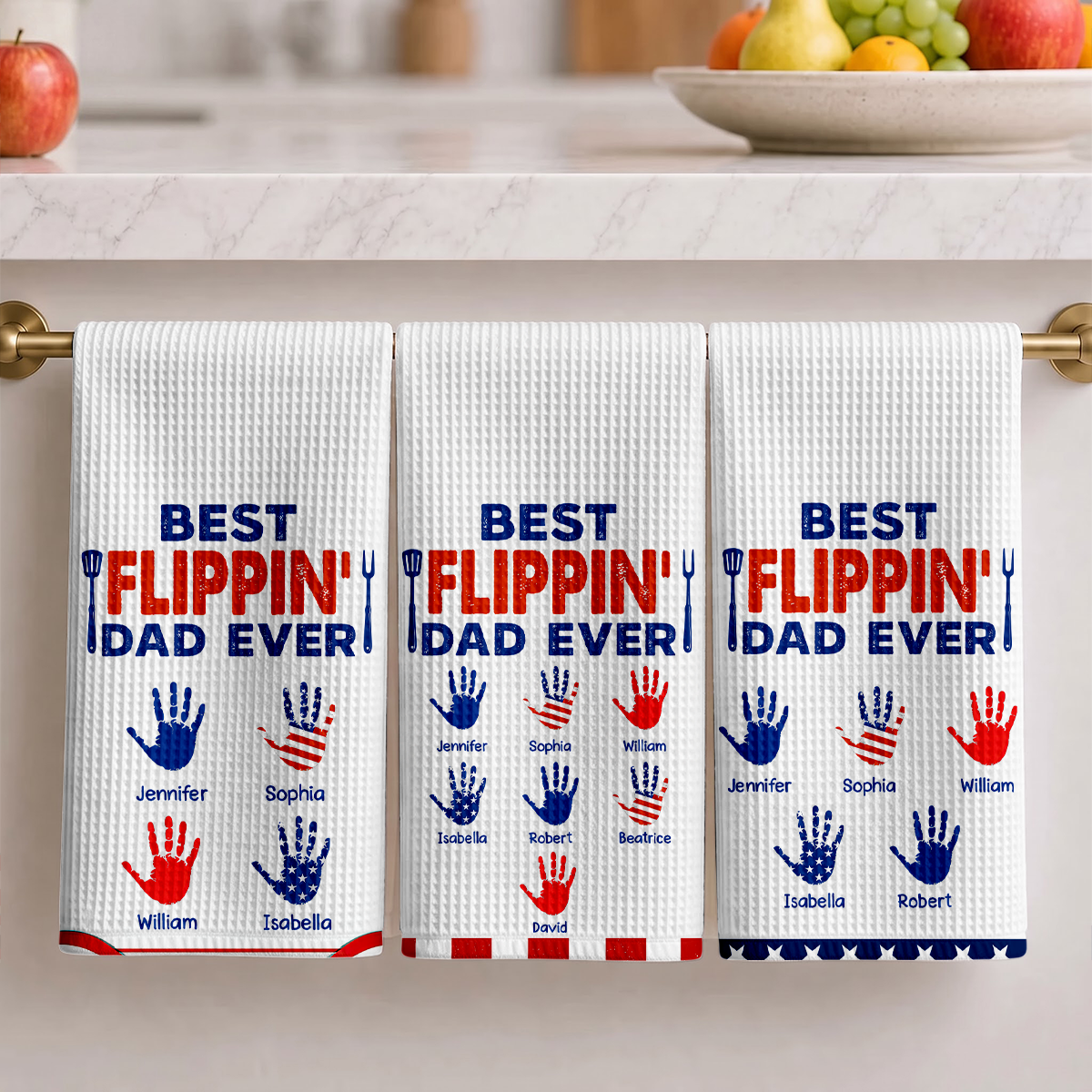 Stars & Stripes Best Flippin' Dad Ever - Personalized Kitchen Towel