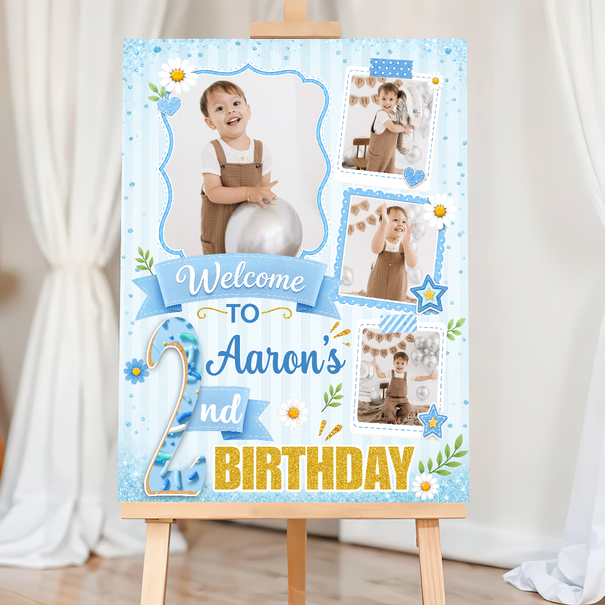 Birthday Welcome Party Sign With Photo - Custom Name & Photo Sign - Birthday Party Sign