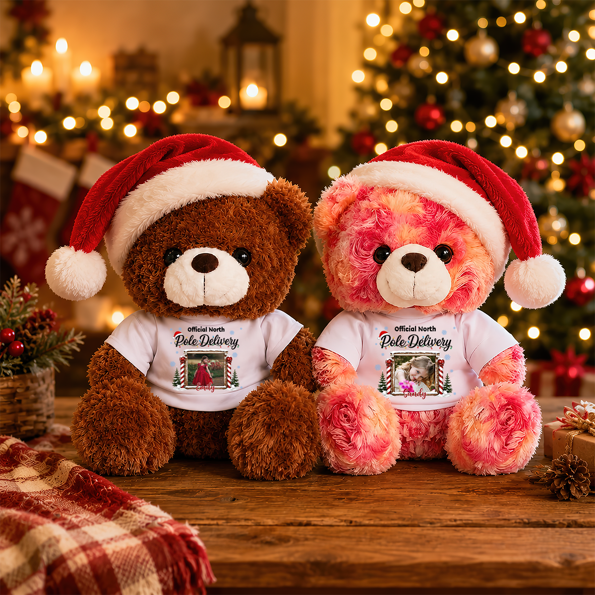 Checked Twice Nice Merry Christmas - Teddy Bear With Personalized Photo Shirt