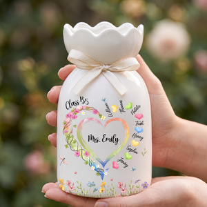 Teacher Floral - Personalized Custom Ribbon Tie Flower Vase