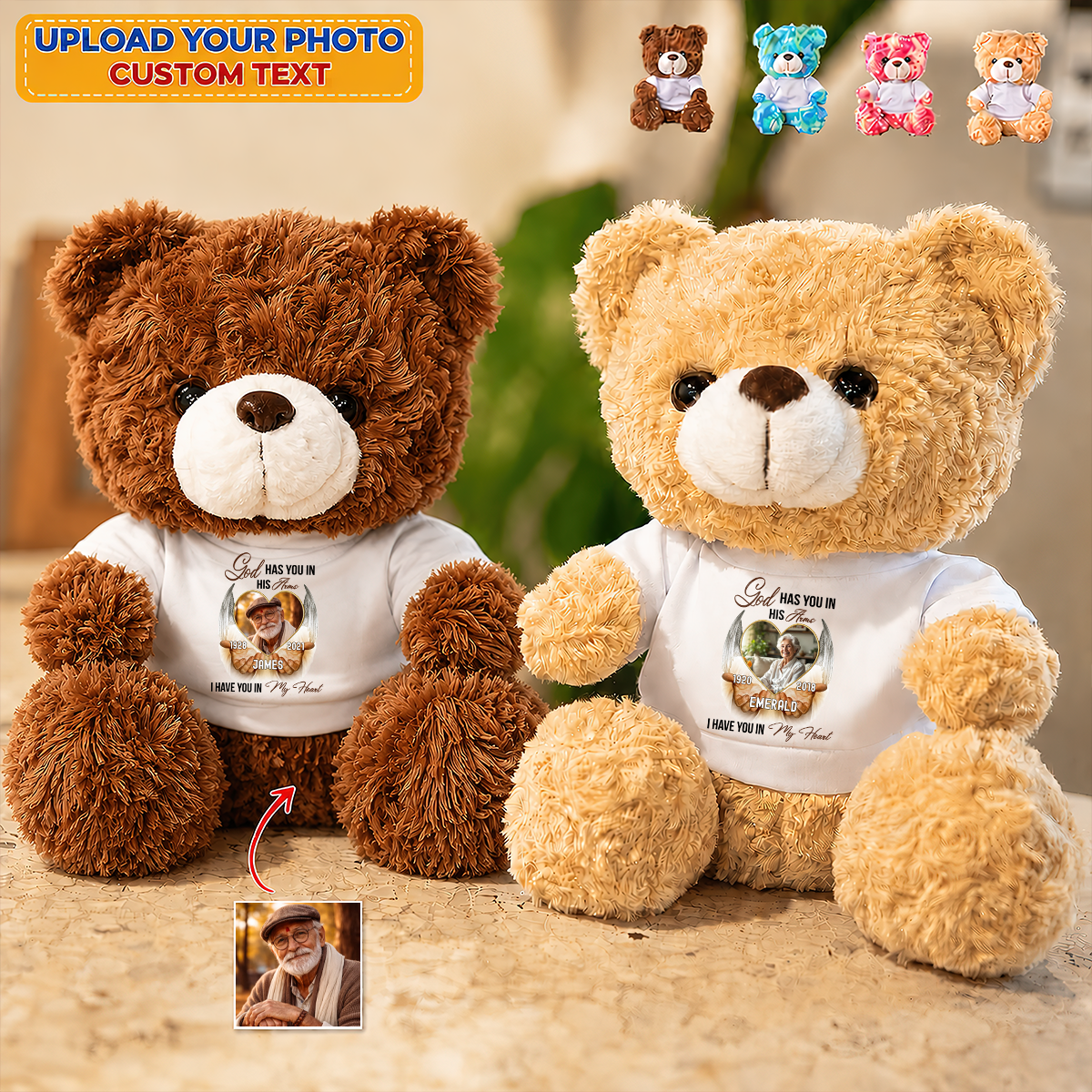 Those We Love Don't Go Away - In My Heart Teddy Bear - Memorial Gift - Personalized Plush Bear