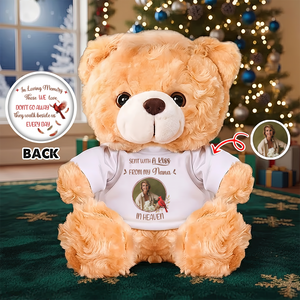 Sent With A Kiss From My Grandpa In Heaven - Memorial Personalized Teddy Bear