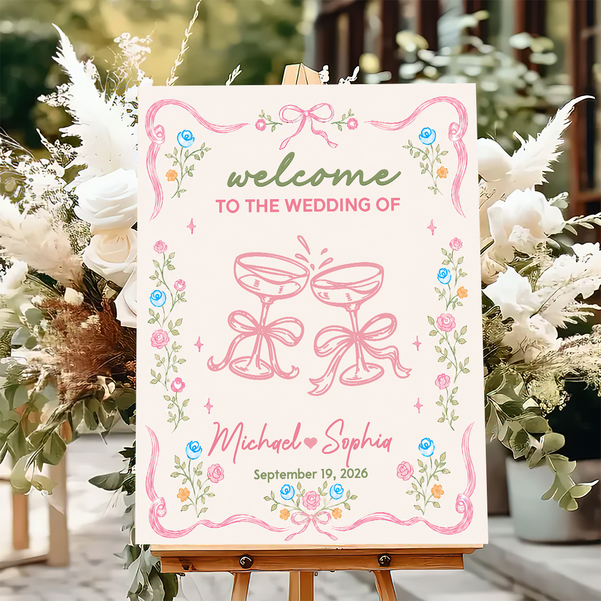 Welcome to Our Wedding Sign - Custom Name and Date Wedding Welcome Sign