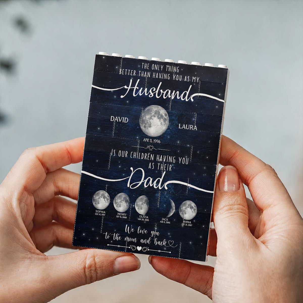 The Only Thing Better Custom Moon Phase by Date - Personalized Shaped Building Brick Blocks