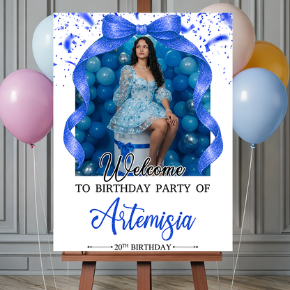 Elegant Bow Photo Birthday - Welcome To The Party - Birthday Sign - Custom Name & Photo Birthday Party Welcome Sign MOCKUP-4_111b11bc-9359-41d8-9c87-f9654b9b3749.png