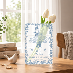 Toile De Jouy Vow Books Clear Acrylic Book Vase for Flowers, Transparent Flower Vase for Home Decor