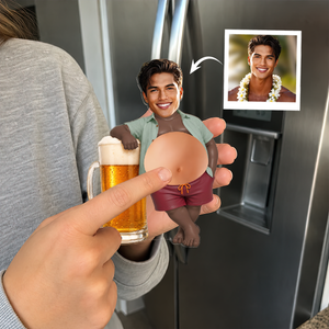 Personalized Funny Dad Face Squishy Belly Fridge Magnet, Kitchen Decor