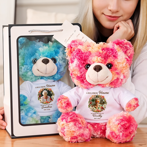 A Hug From Heaven Flower Forever In My Heart Teddy Bear - Memorial Gift - Personalized Plush Bear