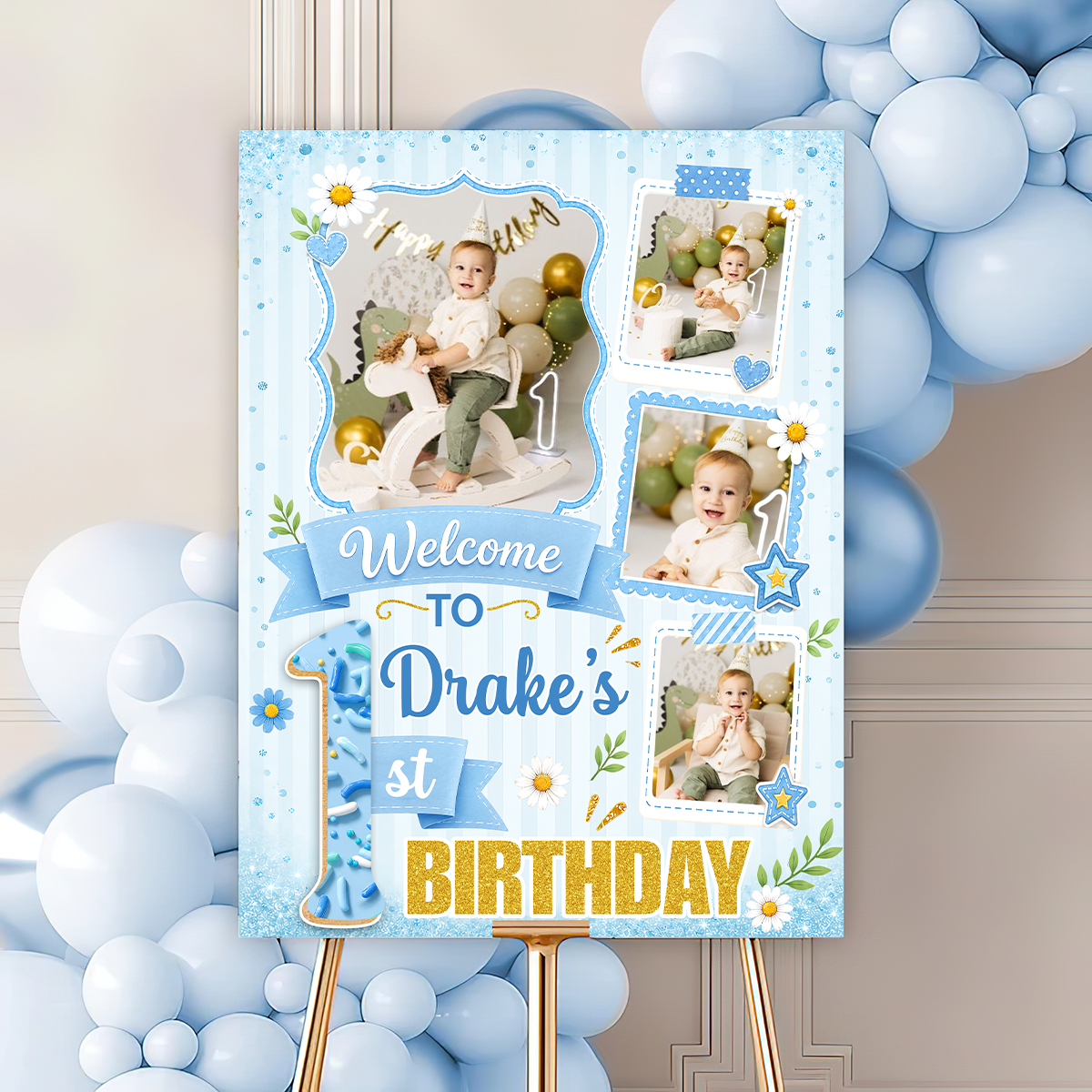 Birthday Welcome Party Sign With Photo - Custom Name & Photo Sign - Birthday Party Sign
