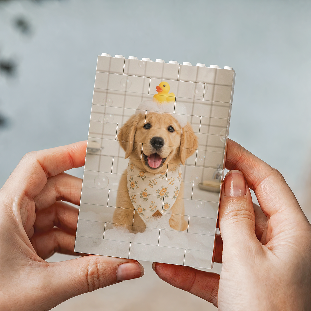 Custom Photo Funny Bathroom Pet Toilet Dog Cat - Personalized Shaped Building Brick Blocks