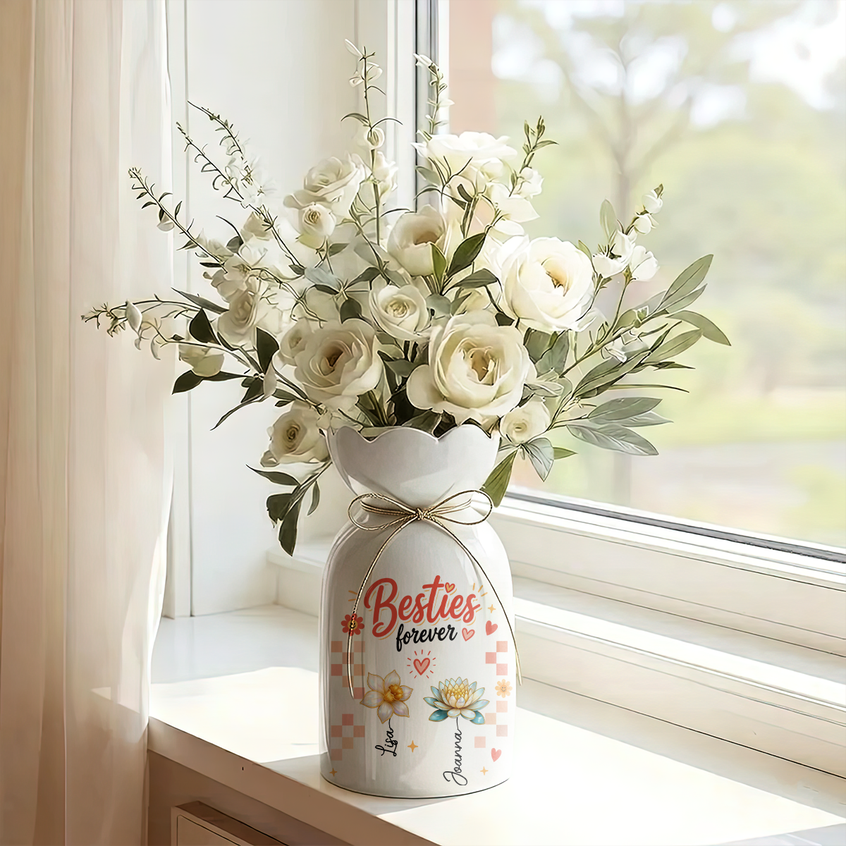 Birth Flowers Sisters From The Same Garden - Personalized Bloom Vase