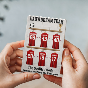 Personalized Dad's Dream Team Puzzle Art - Personalized Shaped Building Brick Blocks