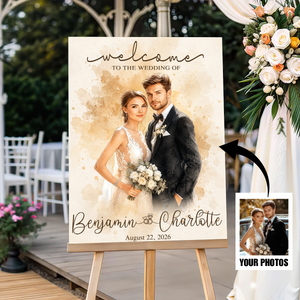 Welcome To The Wedding Of - Custom Name & Photo Sign - Wedding Welcome Sign