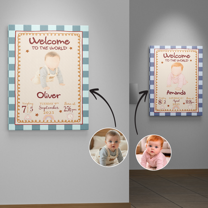 New Baby Personalised Decor Initial Name - Personalized Canvas