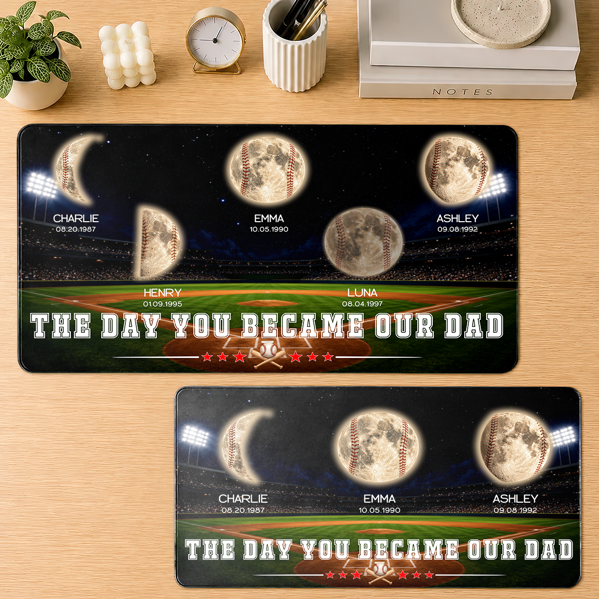 Dad Moon Phase - Personalized Leather Desk Mat