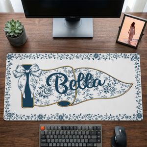Custom Name Cross - Personalized Leather Desk Mat