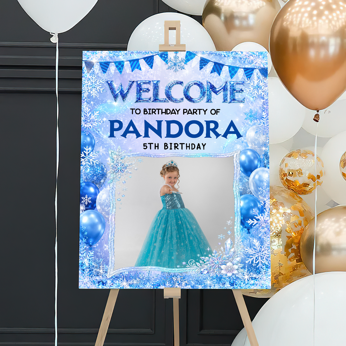 Fairytale Princess Birthday Sign Welcome To The Party - Custom Name & Photo Sign - Birthday Party Welcome Sign