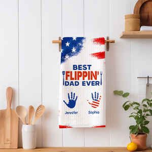 Stars & Stripes Best Flippin' Dad Ever - Personalized Kitchen Towel