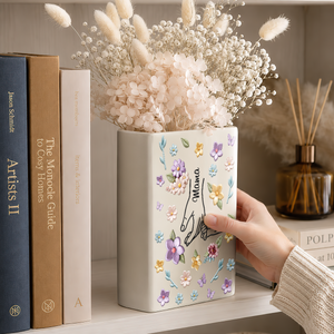 3D Effect Book Lovers - Personalized Ceramic Book Vase