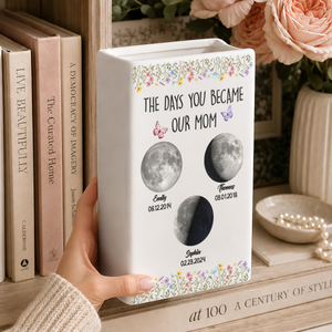 The Days You Became Mom Personalized Custom 3D Inflated Effect - Personalized Ceramic Book Vase