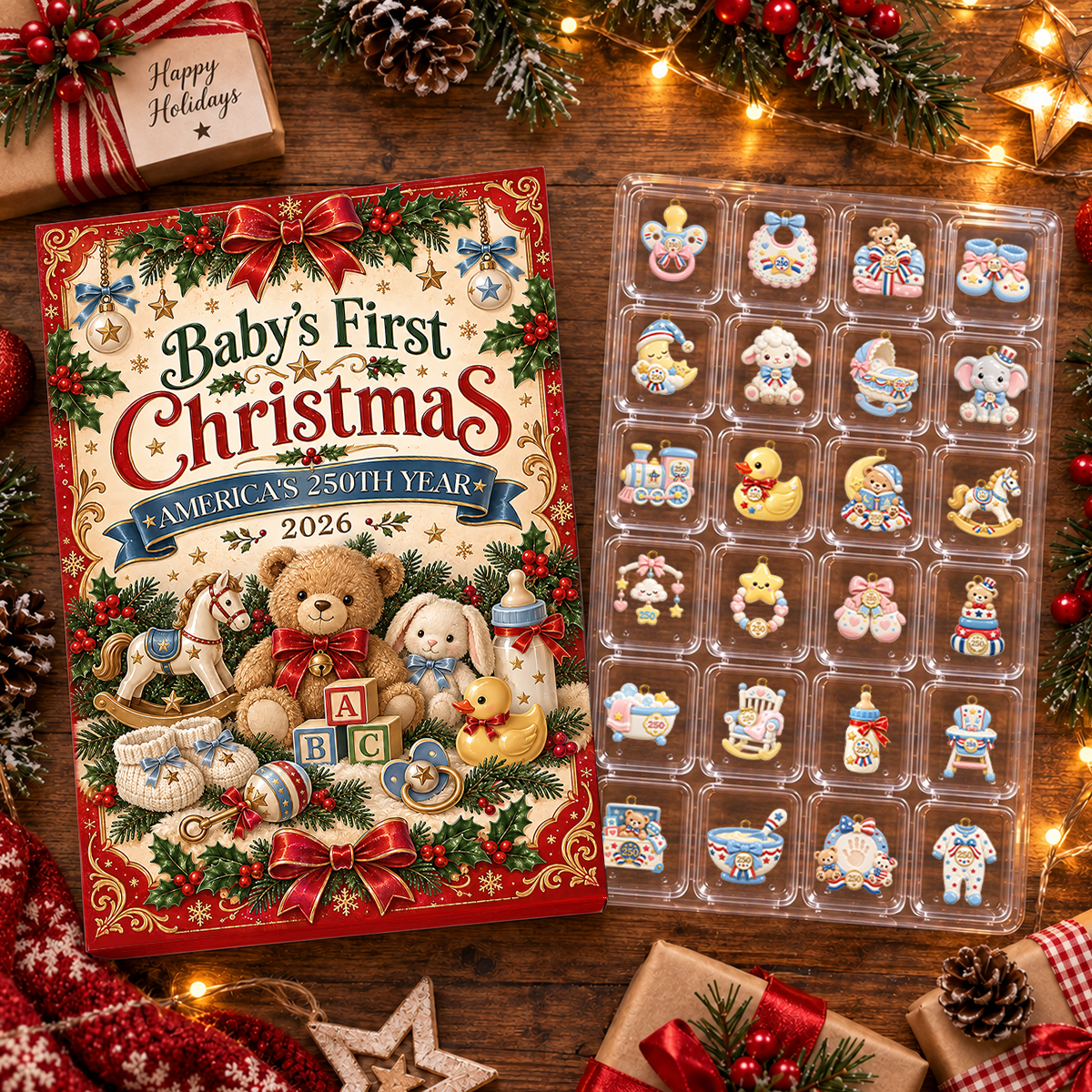 Baby's First Christmas Advent Calendar 2026 - 24 Day Spirits Countdown, Acrylic Charms Blind Box - Gift For Family