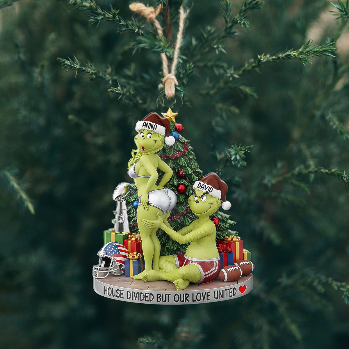 House Divided Football Ornament - Personalized Christmas Gifts For Couple