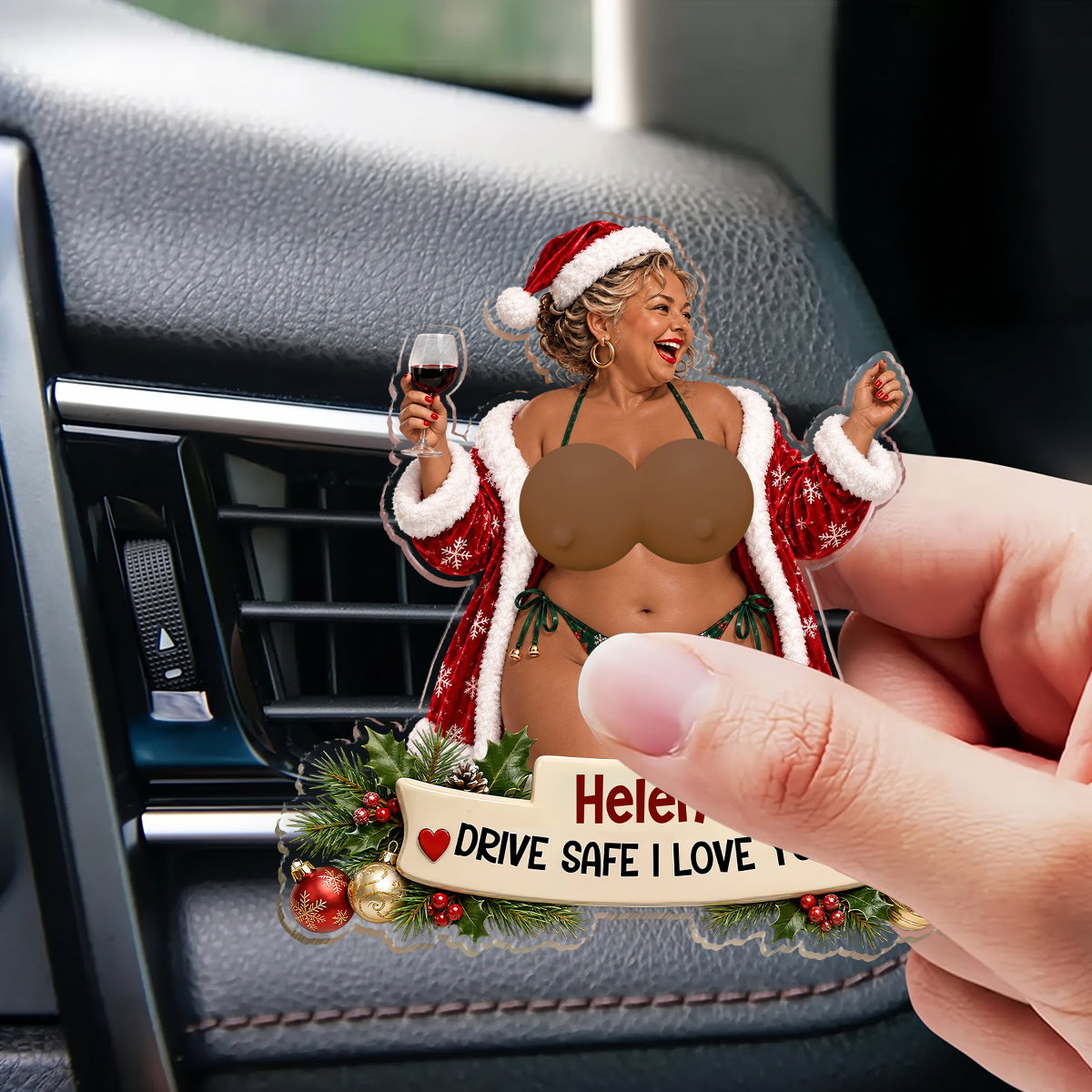 Funny Christmas Drive Safe - Personalized Squishy Acrylic Car Vent Clip