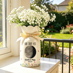 She Said Yes - Personalized Custom Ribbon Tie Flower Vase