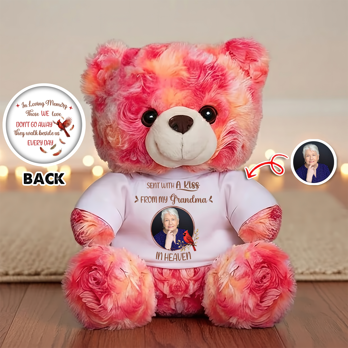 Sent With A Kiss From My Grandpa In Heaven - Memorial Personalized Teddy Bear
