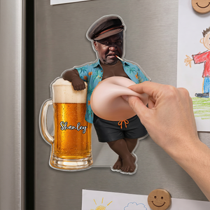 Personalized Funny Dad Face Squishy Belly Fridge Magnet, Kitchen Decor