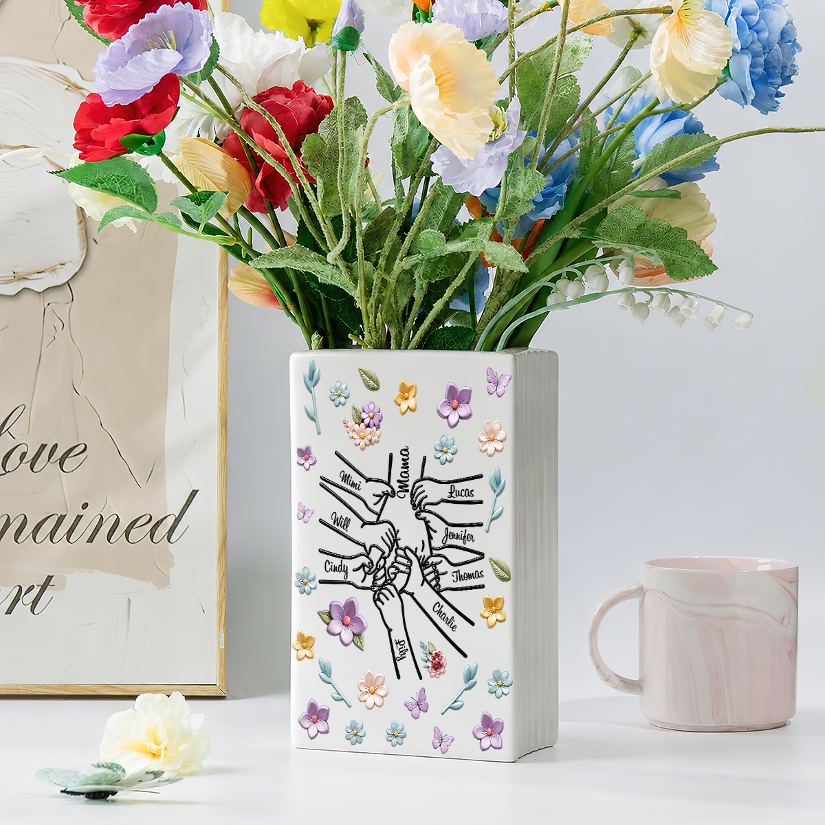 3D Effect Book Lovers - Personalized Ceramic Book Vase
