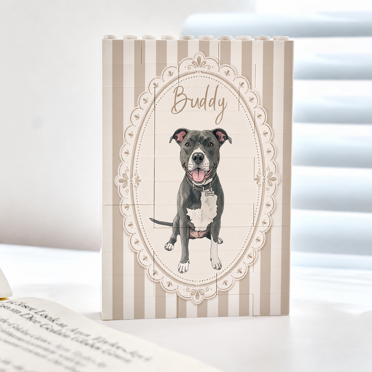 Custom Pet Portrait Watercolor Gift For Dog Lover, Cat Lover - Personalized Brick Block