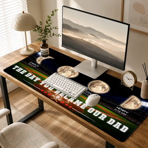 Dad Moon Phase - Personalized Leather Desk Mat