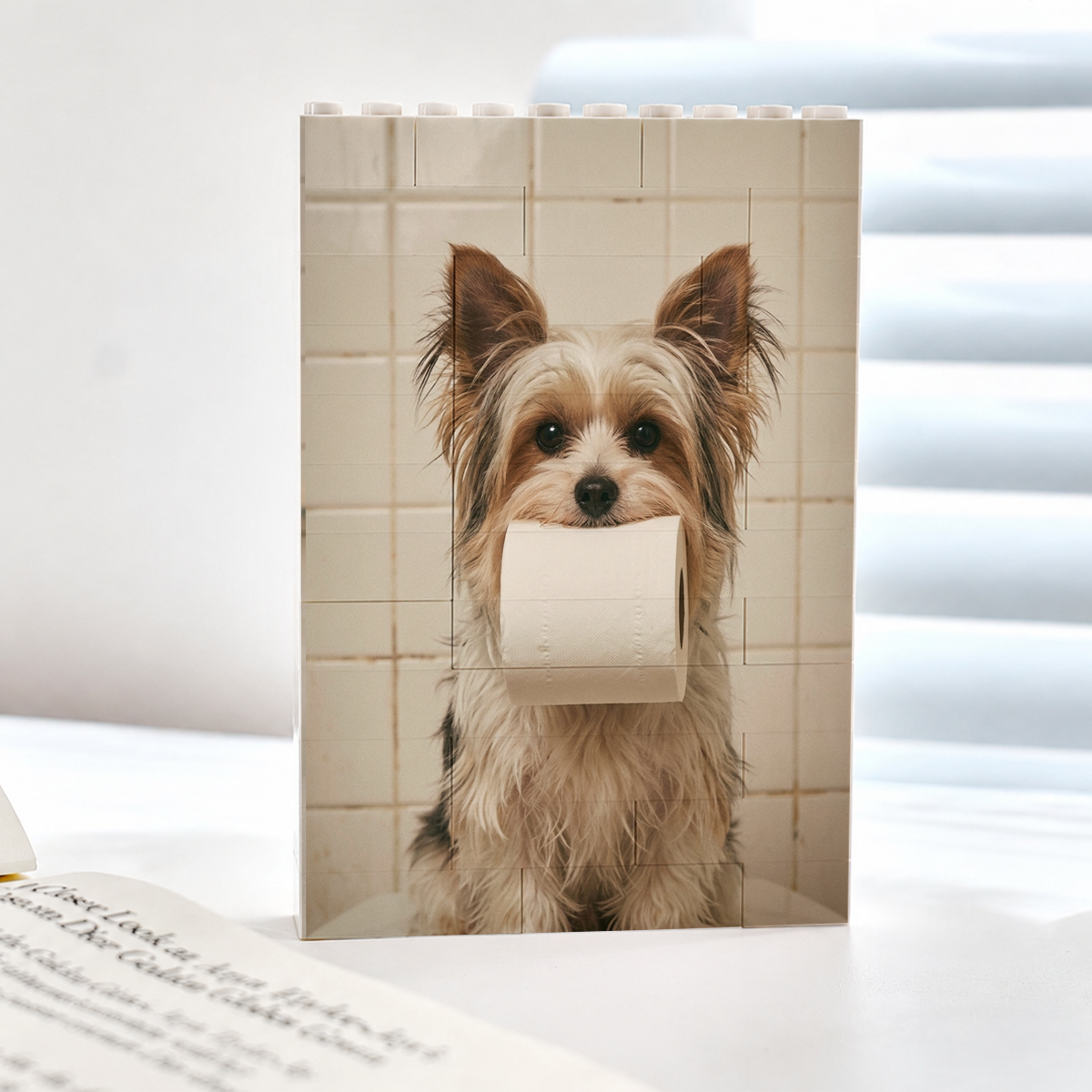 Custom Photo Funny Bathroom Pet Toilet Dog Cat - Personalized Shaped Building Brick Blocks